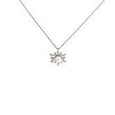 14k White Gold .25ct G VS2 Round Diamond and Tahitian Pearl 5mm Snowflake Necklace